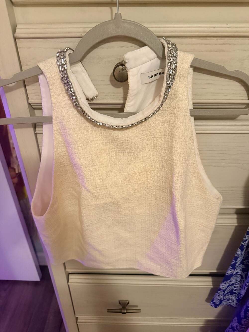 Sandro Beige Crystal-Embellished Tank Top